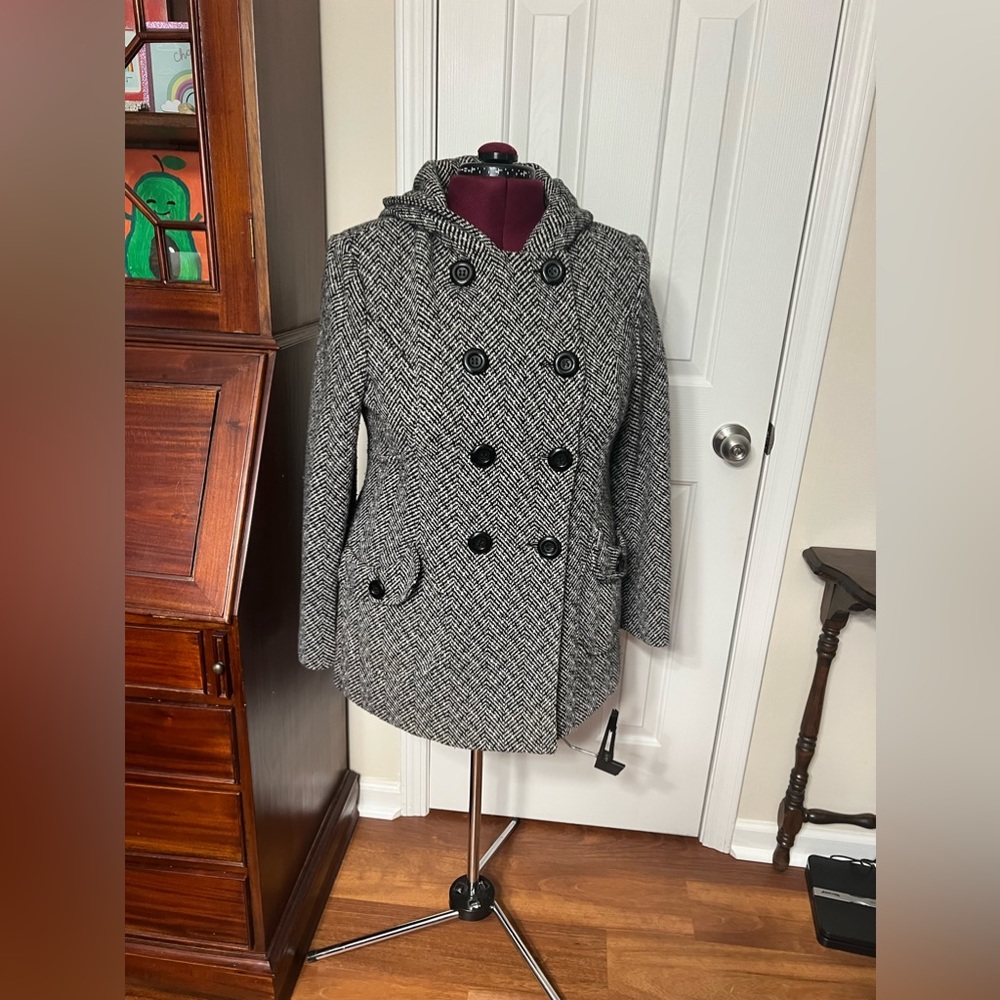 JLo by Jennifer Lopez Wool Blend Hooded Peacoat - XL
